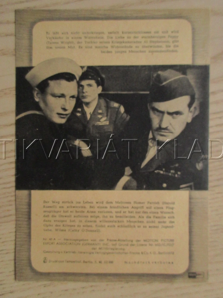 NEJLEPŠÍ LÉTA NAŠEHO ŽIVOTA, M. LOY, F. MARCH, T. WRIGHT, FILM USA, FILM KURIER VBŠ Č. 193?