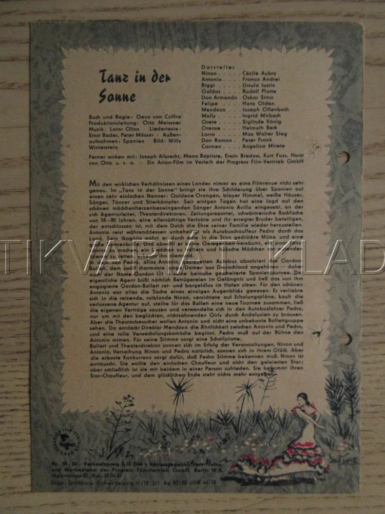 TANZ IN DER SONNE, C. AUBRY, F. ANDREI, S. KÖNIG, FILM SRN, FILM KURIER VBŠ Č. 57/55