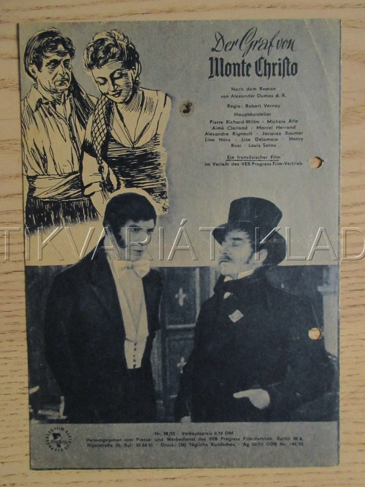 HRABĚ MONTE CHRISTO, P. RICHARD-WILLM, M. ALFA, M. HERRAND, FILM FR, FILM KURIER VBŠ Č. 98/55