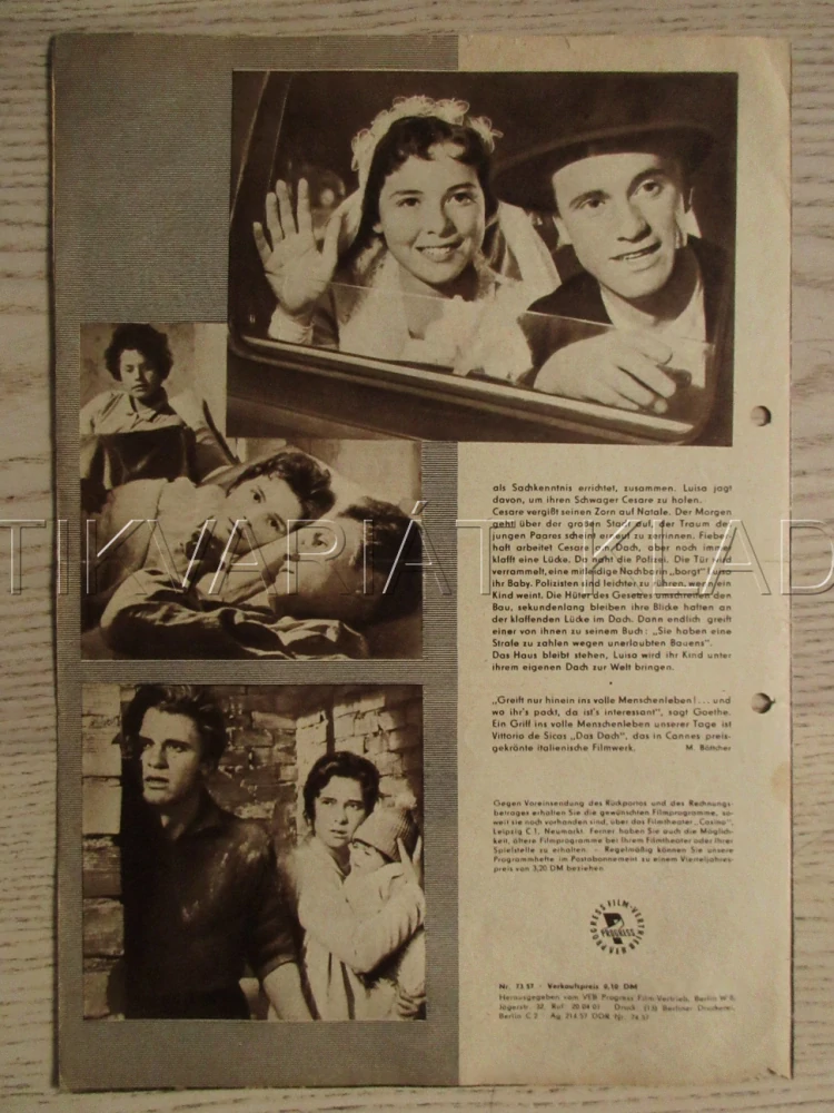 STŘECHA, G. PALLOTTI, G. LISTUZZI, FILM IT, FILM KURIER VBŠ Č. 73/57
