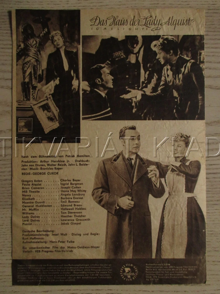 PLYNOVÉ LAMPY, CH. BOYER, I. BERGMAN, J. COTTEN, FILM USA, FILM KURIER VBŠ Č. 50/61