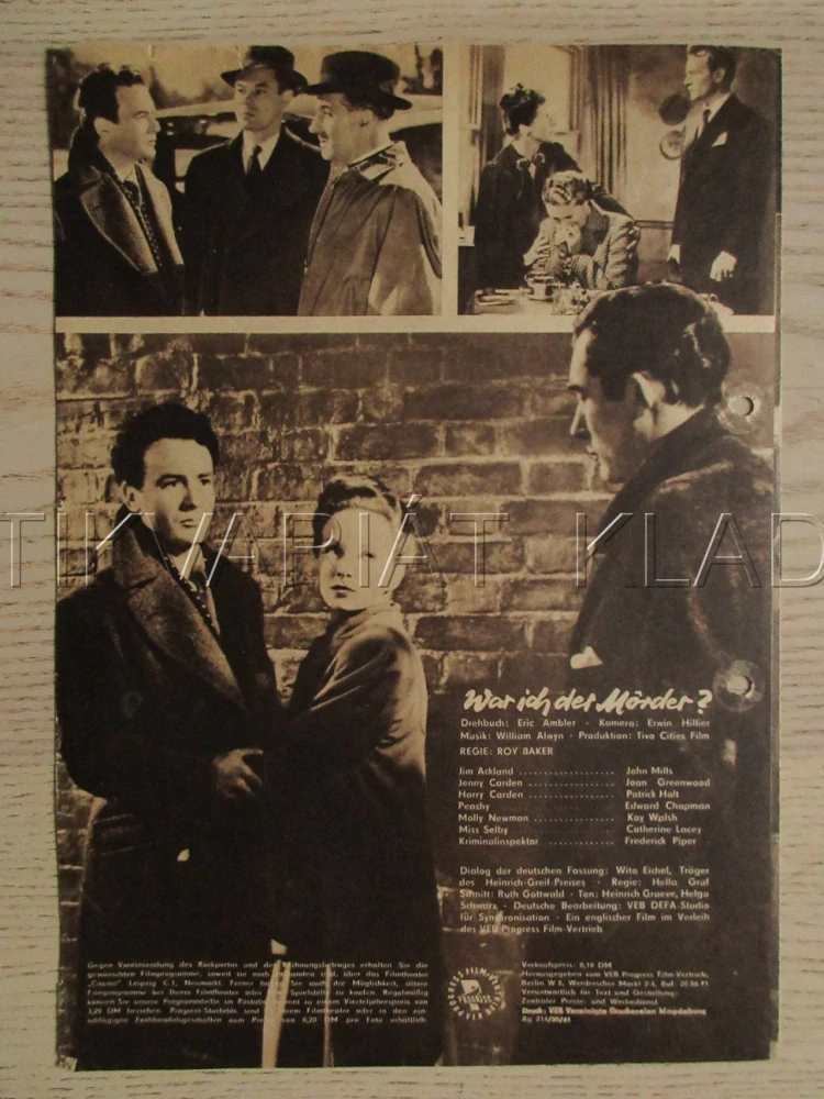 VRAŽEDNÉ POCHYBNOSTI, J. MILLS, J. GREENWOOD, E. CHAPMAN, FILM VB, FILM KURIER VBŠ Č. 96/60