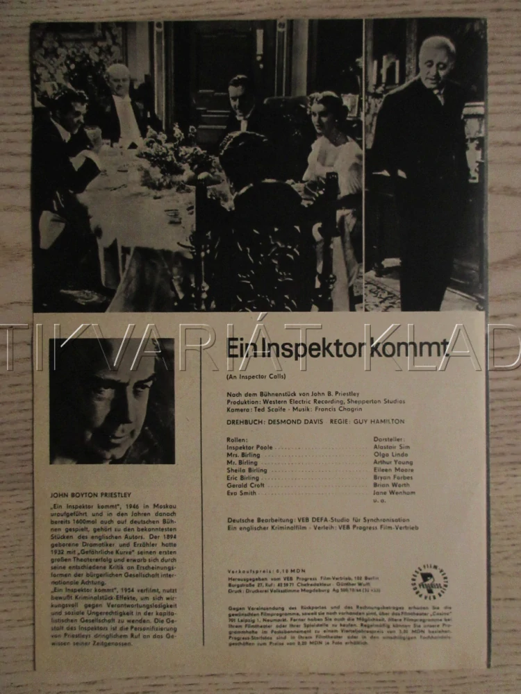 AN INSPECTOR CALLS, A. SIM, O. LINDO, A. YOUNG, FILM USA, FILM KURIER VBŠ Č. 43/66