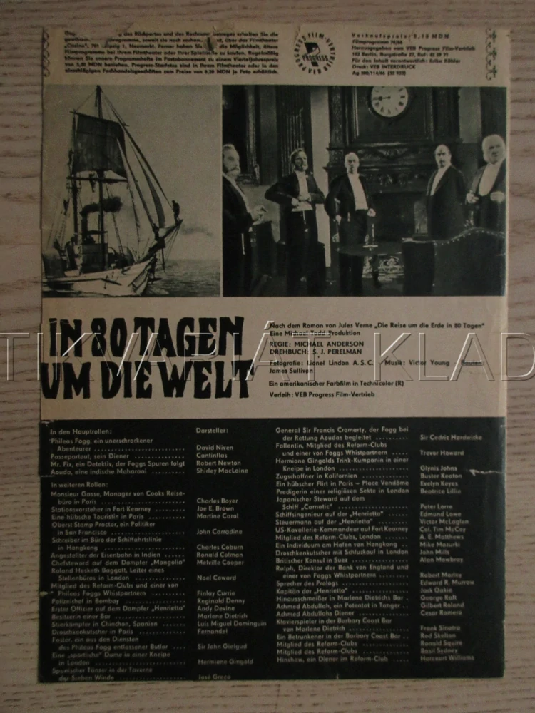 CESTA KOLEM SVĚTA ZA OSMDESÁT DNÍ, CANTIFLAS, D. NIVEN, R. NEWTON, FILM USA, FILM KURIER VBŠ Č. 76/66