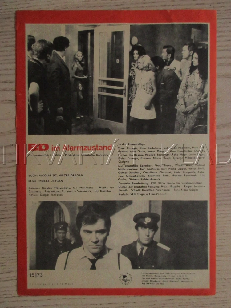 KRIMINÁLKA V POHOTOVOSTI, T. CARAGIU, I. DARIE, I. BESOIU, FILM RUMUNSKO, FILM KURIER VBŠ Č. 15/73