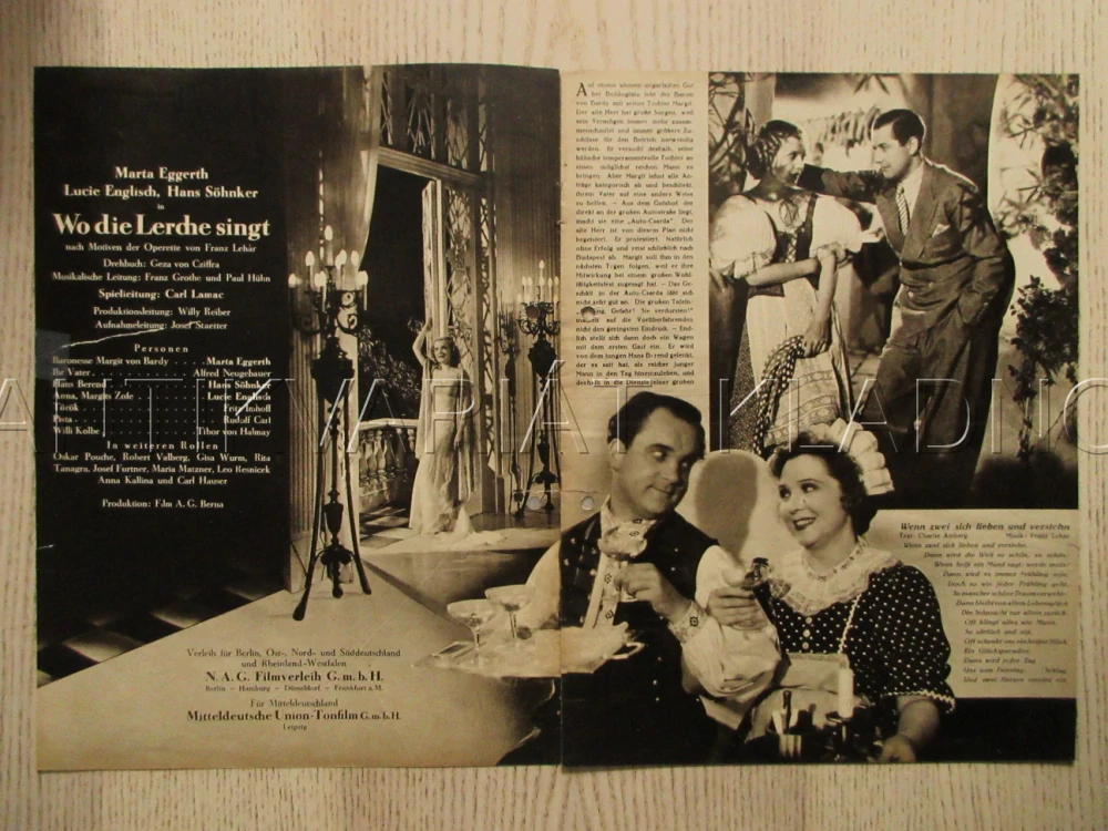 KDE SKŘIVÁNEK ZPÍVÁ, M. EGGERTH, H. SÖHNKER, L. ENGLISCH, FILM ŠVÝCARSKO, FILM KURIER VBŠ Č. 2553