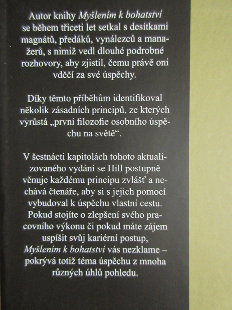 MYŠLENÍM K BOHATSTVÍ PRO 21. STOLETÍ, NAPOLEON HILL, **an