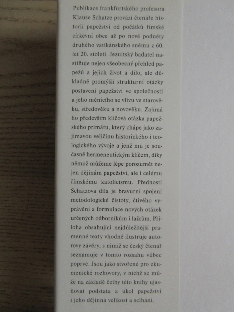 DĚJINY PAPEŽSKÉHO PRIMÁTU, KLAUS SCHATZ, **an