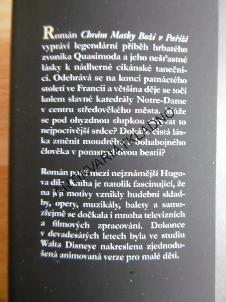 CHRÁM MATKY BOŽÍ V PAŘÍŽI, VICTOR HUGO