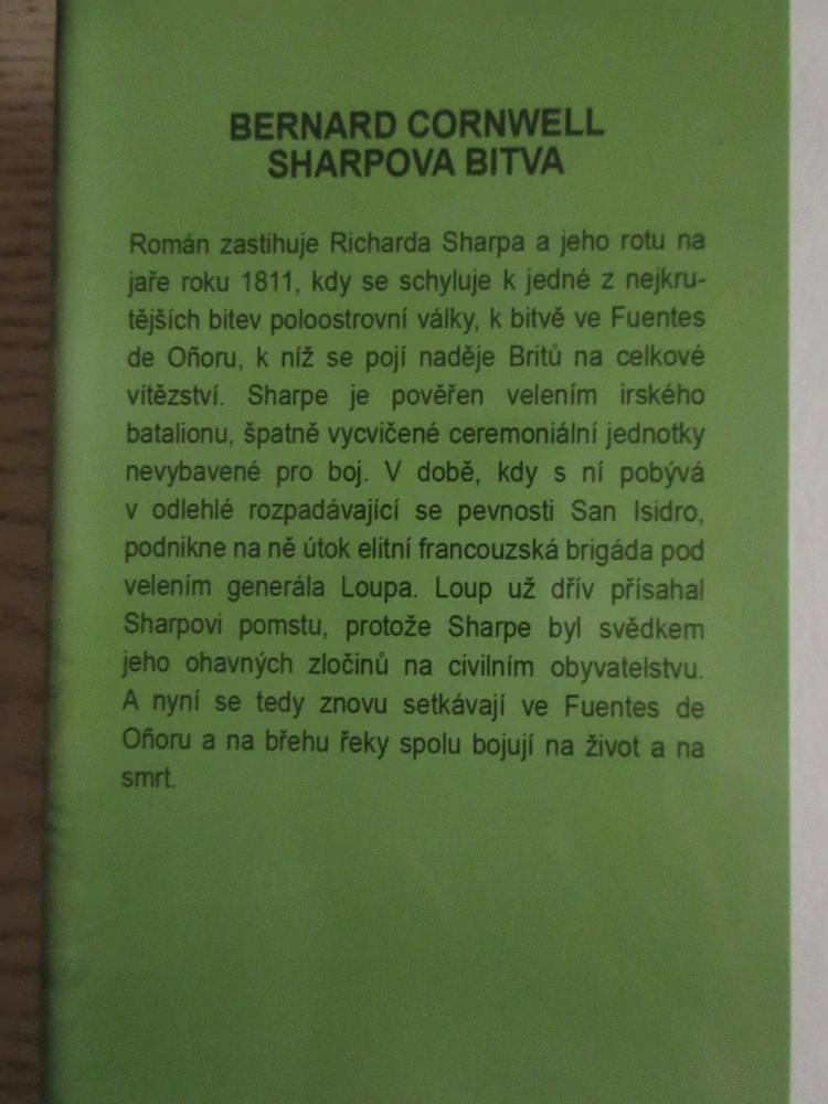 SHARPOVA BITVA, BERNARD CORNWELL, **an