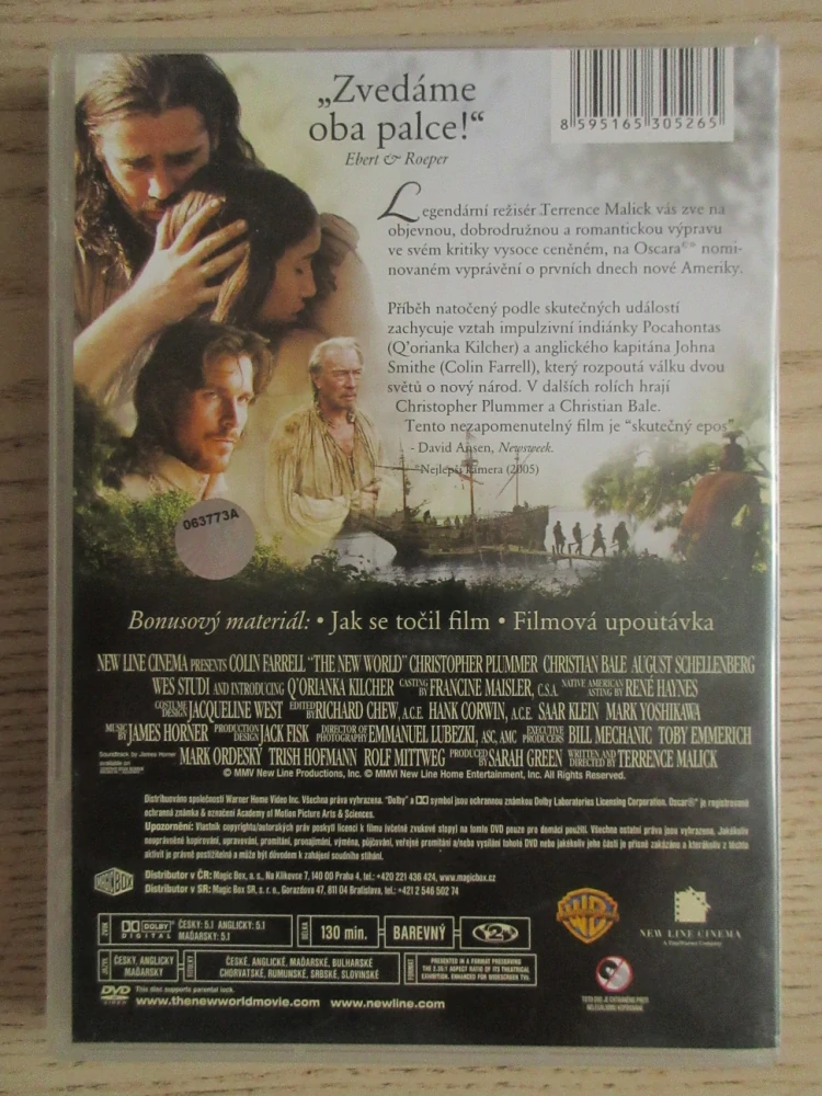 NOVÝ SVĚT, C. FARRELL, CH. PLUMMER, CH. BALE, DVD FILM