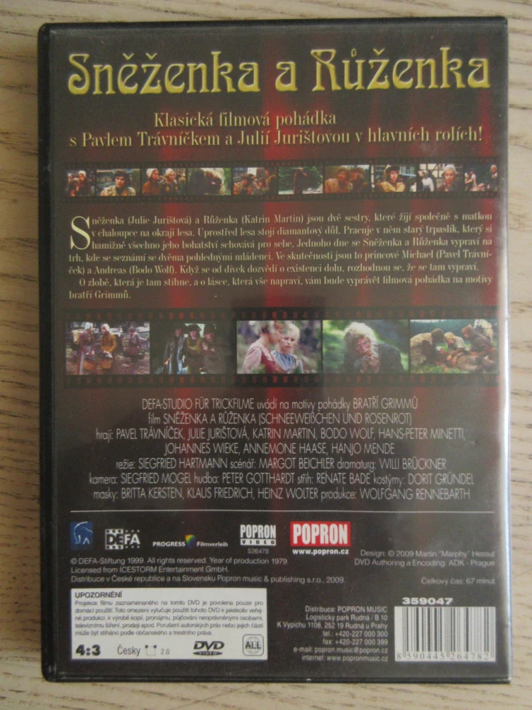 SNĚŽENKA A RŮŽENKA, P. TRÁVNÍČEK, J. JURIŠTOVÁ, DVD FILM