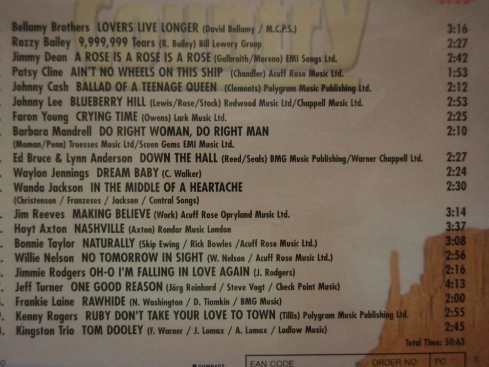 BEST OF COUNTRY, JOHNNY CASH, W. NELSON, B. MANDRELL, CD HUDBA