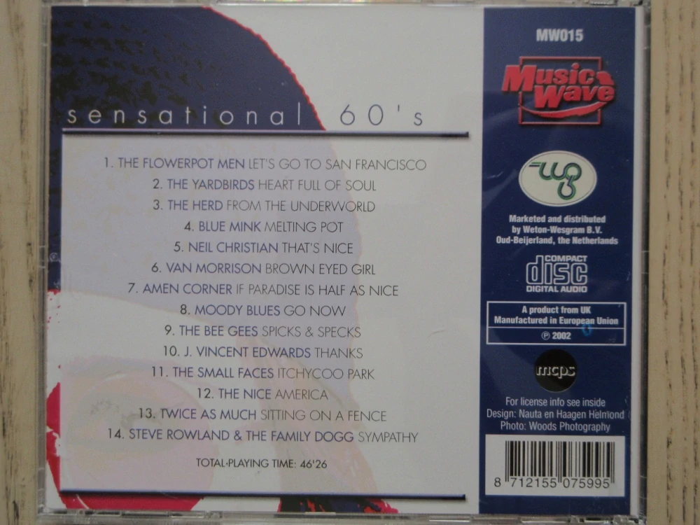 SENSATIONAL 60'S, VAN MORRISON, MOODY BLUES, THE BEE GEES A DALŠÍ, CD HUDBA