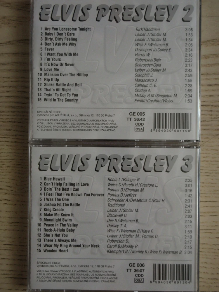 ELVIS PRESLEY, 3X CD HUDBA
