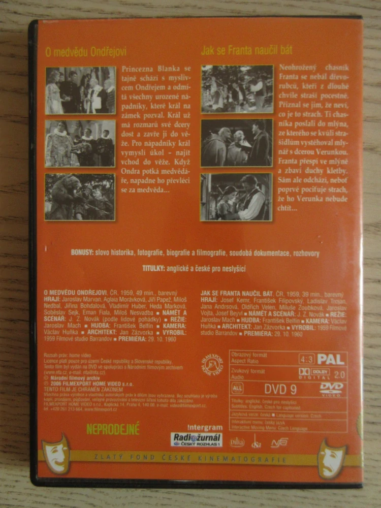 O MEDVĚDU ONDŘEJOVI, JAK SE FRANTA NAUČIL BÁT, DVD FILM