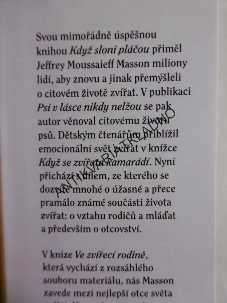 VE ZVÍŘECÍ RODINĚ, CITOVÝ ŽIVOT ZVÍŘECÍCH OTCŮ A MLÁĎAT, MASSON