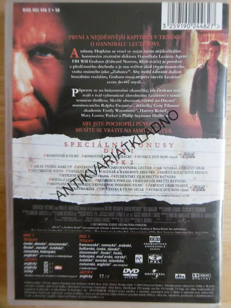 ČERVENÝ DRAK, DVD FILM