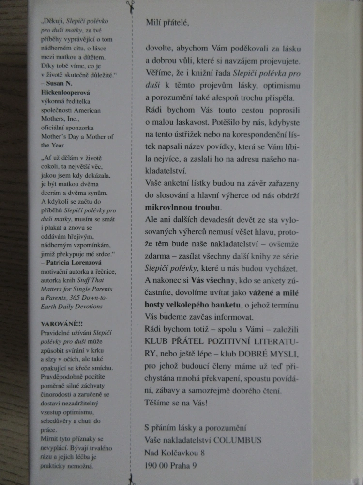 SLEPIČÍ POLÉVKA PRO DUŠI MATKY, JACK CANFIELD, **an