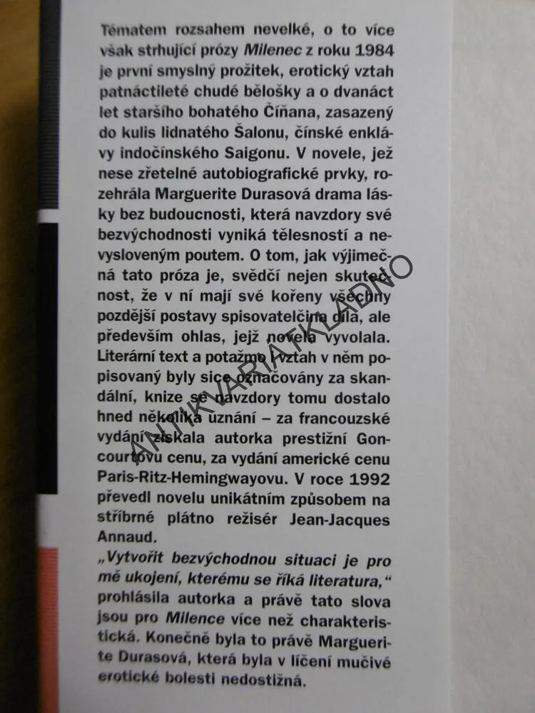 MILENEC, MARGUERITE DURASOVÁ
