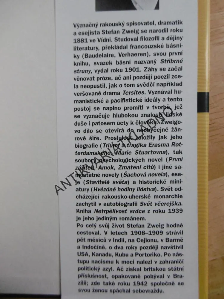 NETRPĚLIVOST SRDCE, STEFAN ZWEIG