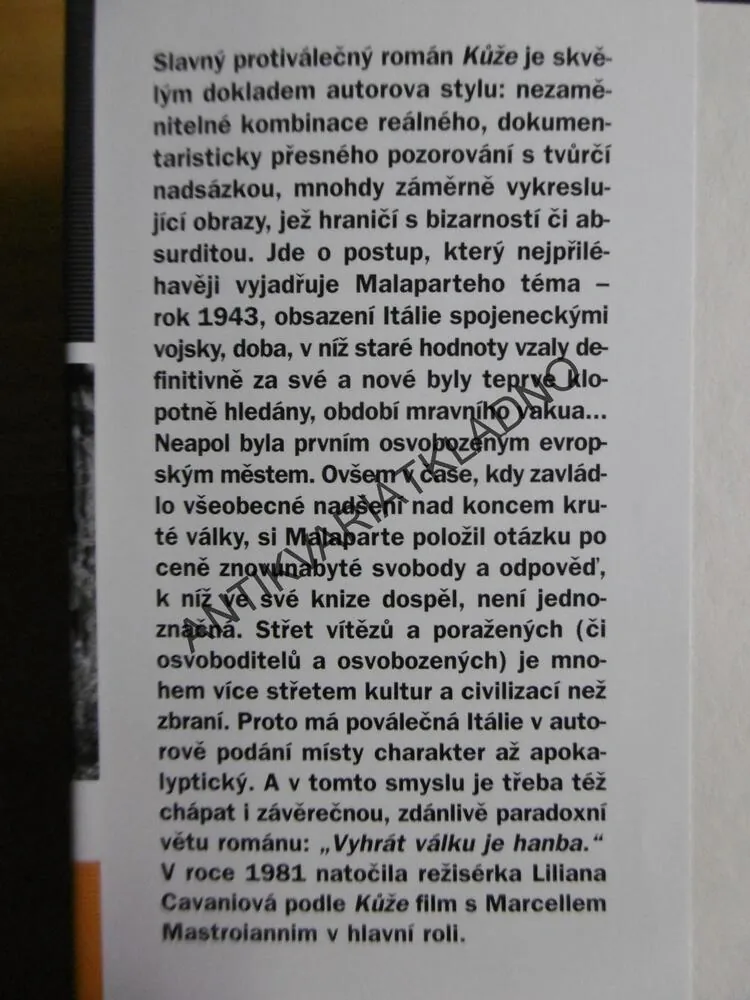 KŮŽE, CURZIO MALAPARTE, **an