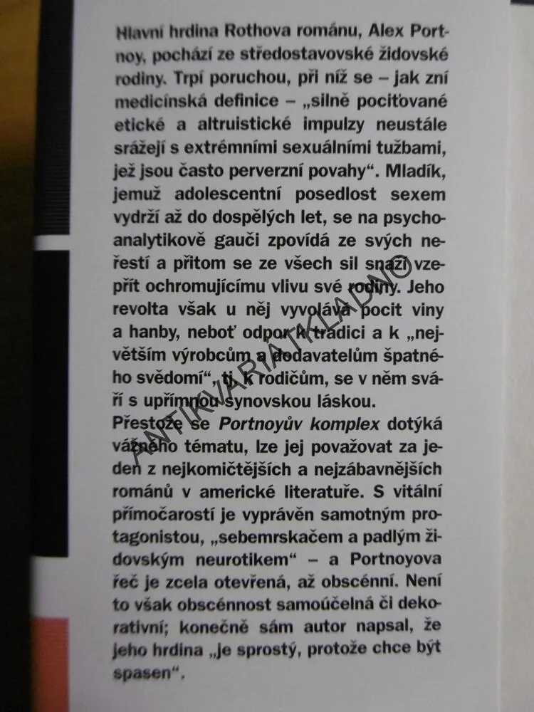 PORTNOYŮV KOMPLEX, PHILIP ROTH, **an