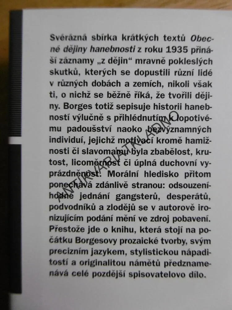 OBECNÉ DĚJINY HANEBNOSTI, JORGE LUIS BORGES, **an