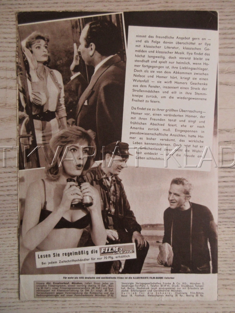 NEVER ON SUNDAY, M. MERCOURI, BIO PROGRAM ČŠ-2 Č. 70