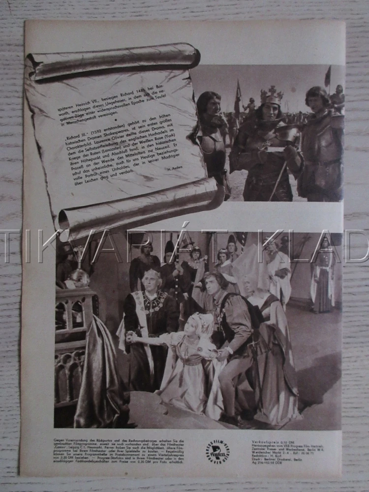 RICHARD III., L. OLIVIER, PROGRAM ČŠ-2 Č. 138
