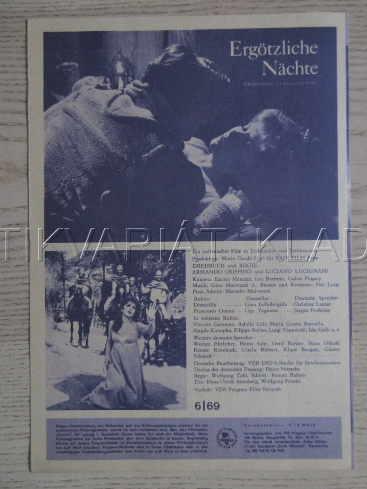 ERGÖTZLICHE NÄCHTE, PŘÍJEMNÉ NOCI, G. LOLLOBRIGIDA, PROGRAM ČŠ-2 Č. 153