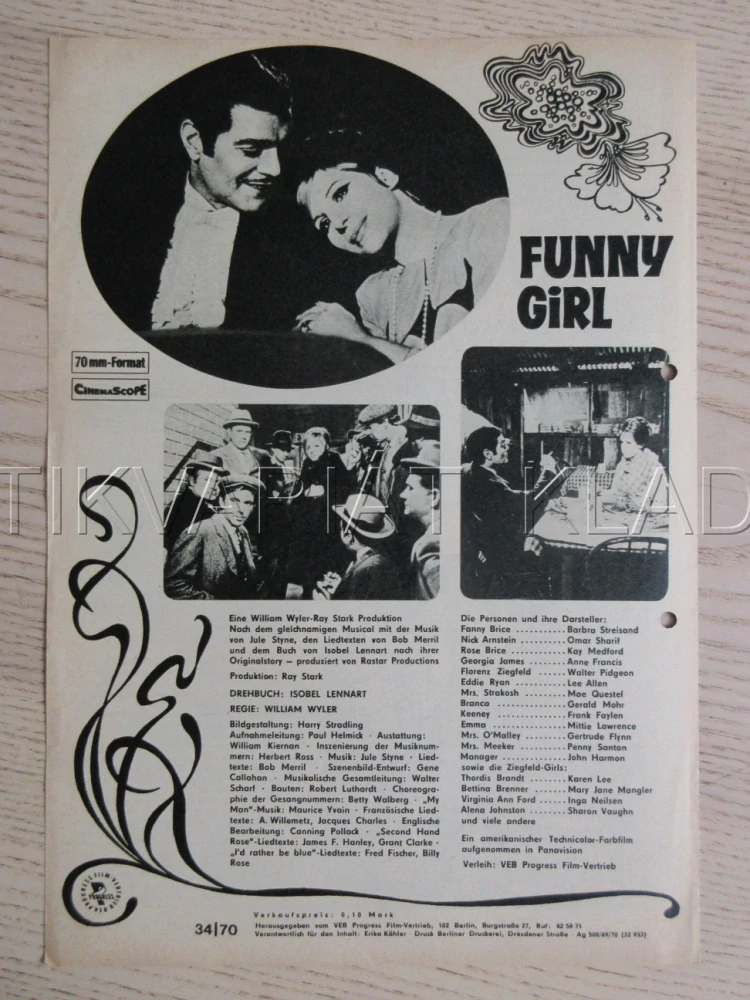 FUNNY GIRL, B. STREISAND, O. SHARIF, BIO PROGRAM ČŠ-2 Č. 184