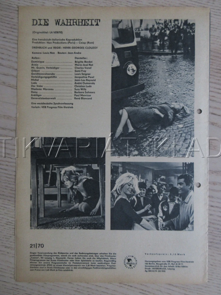 LA VÉRITÉ, B. BARDOT, BIO PROGRAM ČŠ-2 Č. 186