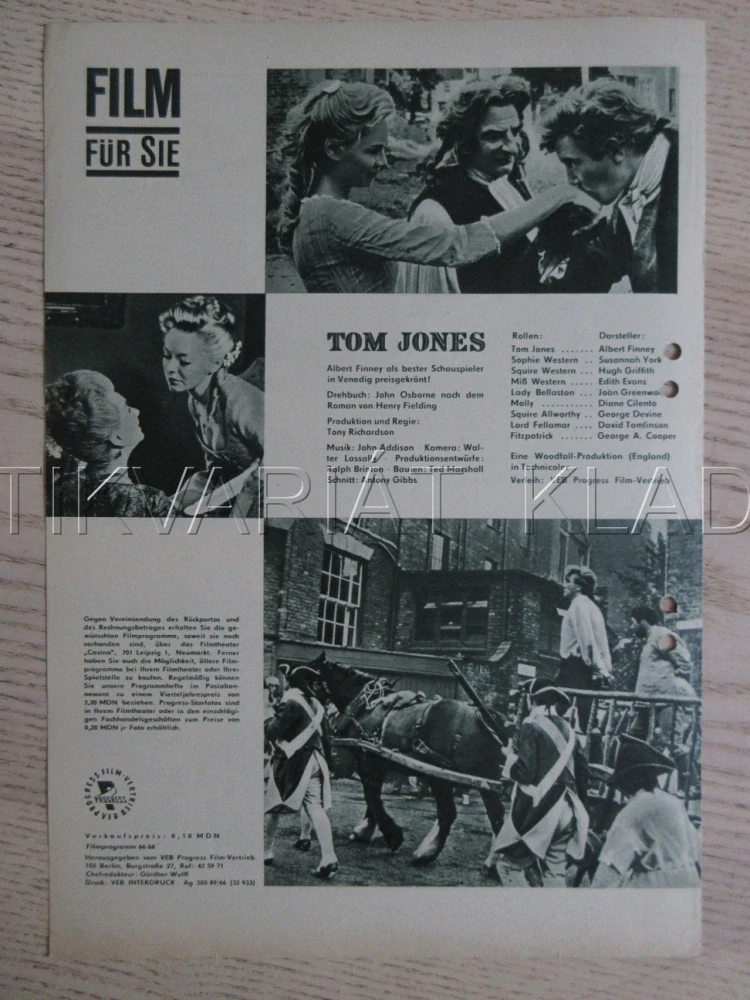 TOM JONES, A. FINNEY, S. YORK, BIO PROGRAM ČŠ-2 Č. 191