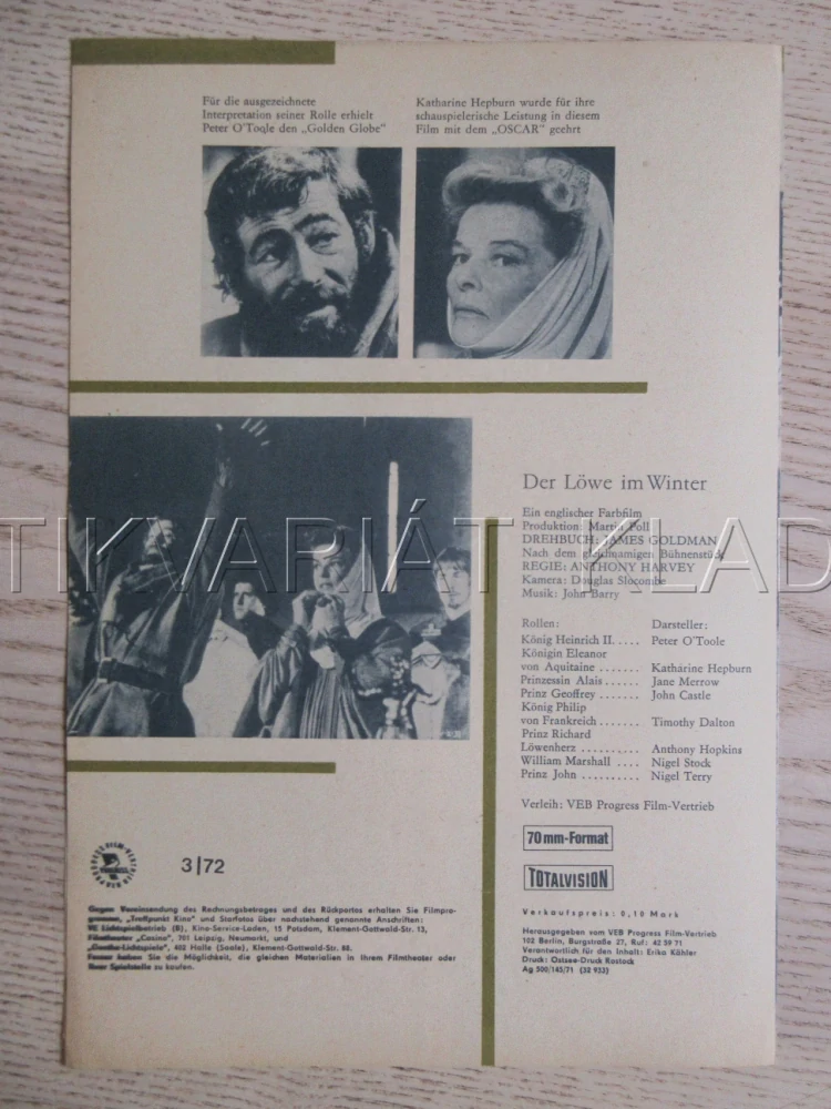 LEV V ZIMĚ, K. HEPBURN, BIO PROGRAM ČŠ-2 Č. 199