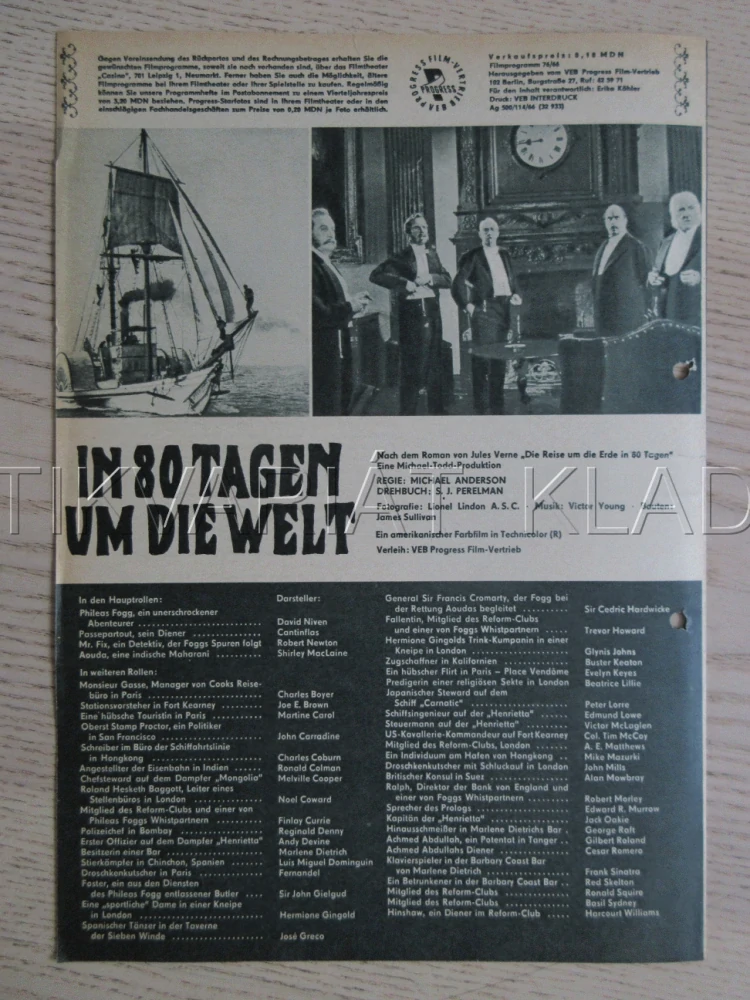 CESTA KOLEM SVĚTA ZA 80 DNÍ, D. NIVEN, J. VERNE, BIO PROGRAM ČŠ-2 Č. 203
