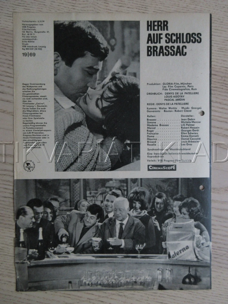 HERR AUF SCHLOSS BRASSAC, HROM DO TOHO!, FILM FR, J. GABIN, M. MERCIER, BIO PROGRAM ČŠ-2 Č. 205