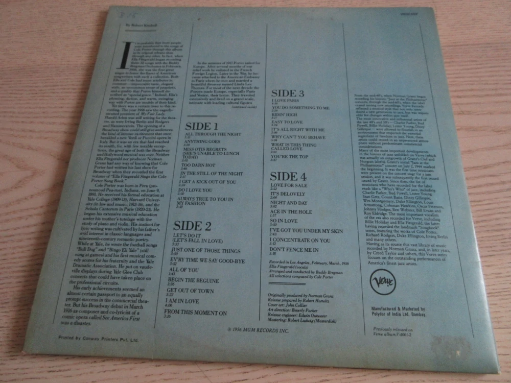 THE COLE PORTER SONGBOOK, ELLA FITZGERALD, 2X LP
