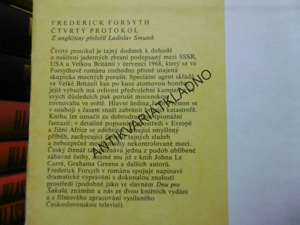 ČTVRTÝ PROTOKOL, FREDERICK FORSYTH, 1. VYDÁNÍ ! **an