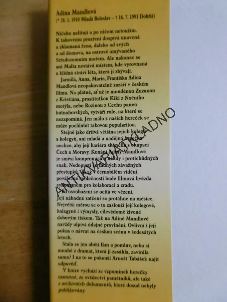 ADINA MANDLOVÁ, FÁMY A SKUTEČNOST, ARNOŠT TABÁŠEK, **an
