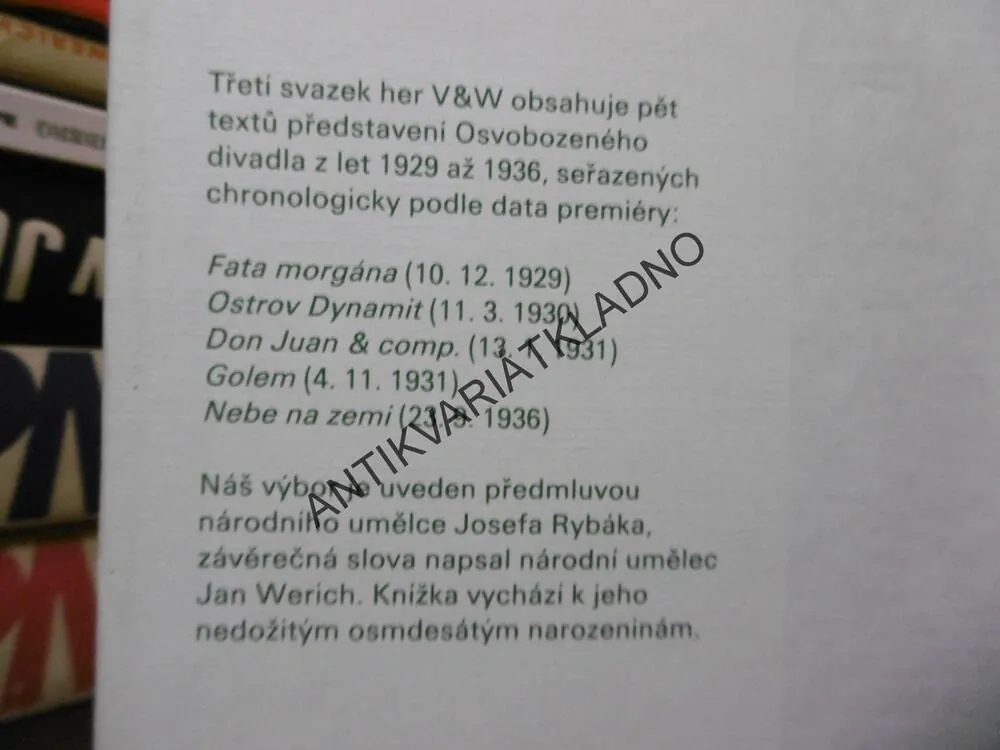 V+W, HRY OSVOBOZENÉHO DIVADLA, VOSKOVEC, WERICH, **an