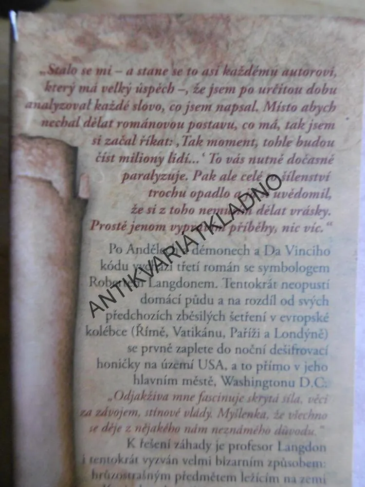 ZTRACENÝ SYMBOL, DAN BROWN, **an