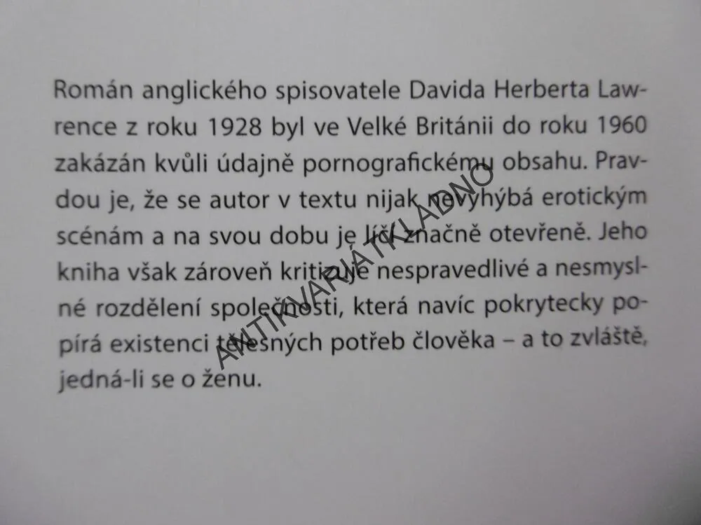 MILENEC LADY CHATTERLEYOVÉ, DAVID HERBERT LAWRENCE, **an