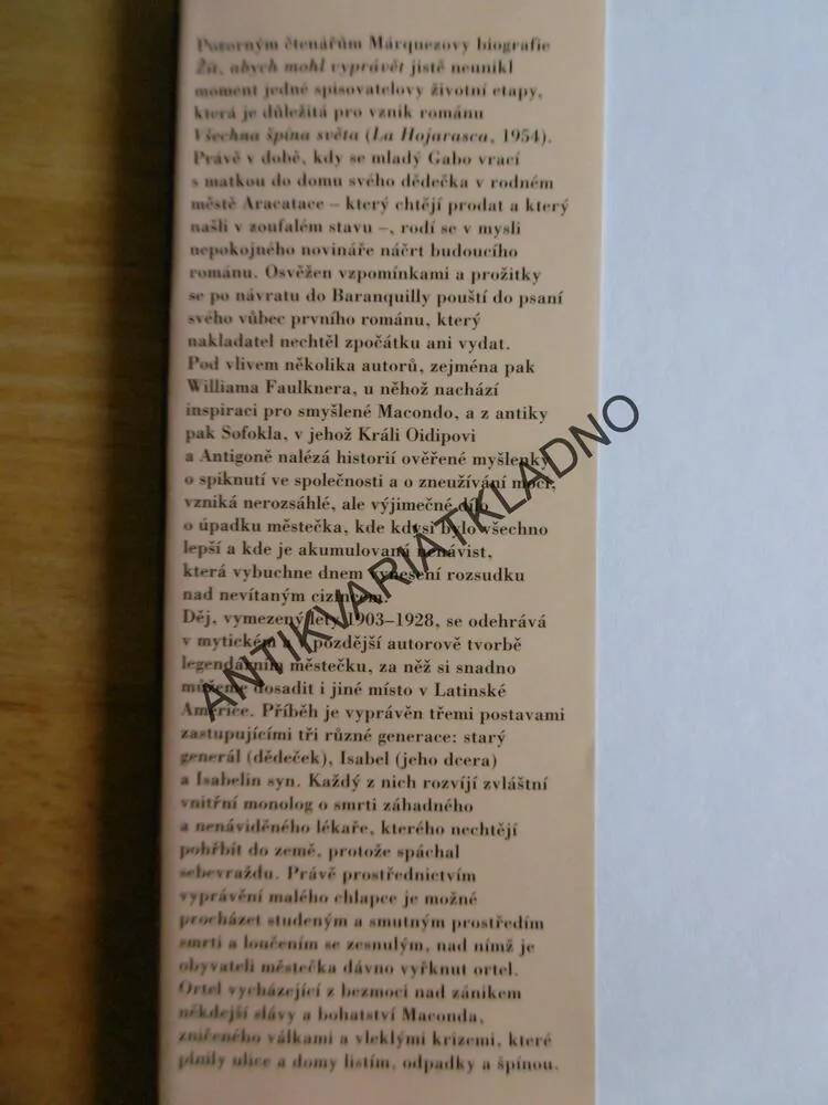 VŠECHNA ŠPÍNA SVĚTA, GABRIEL GARCÍA MÁRQUEZ