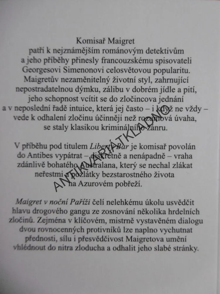 MAIGRET V NOČNÍ PAŘÍŽÍ, GEORGES SIMENON, LIBERTY BAR