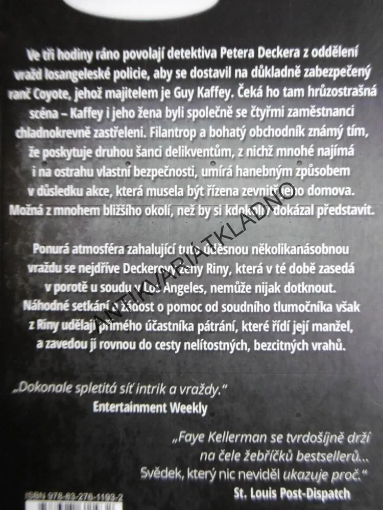 SVĚDEK, KTERÝ NIC NEVIDĚL, FAYE KELLERMAN, **an