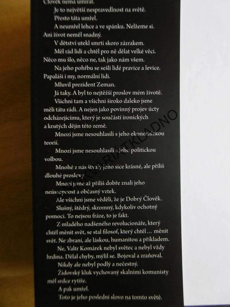 POSLEDNÍ SLOVO VALTRA KOMÁRKA, MARTIN KOMÁREK, **an