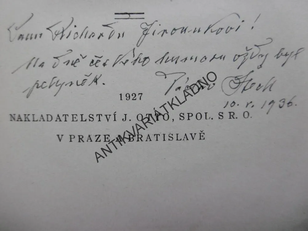 MALOMĚSTSKÝ PEPŘ, VÁCLAV ŠTECH - AUTOGRAM,1927, HUMORESKY, **an