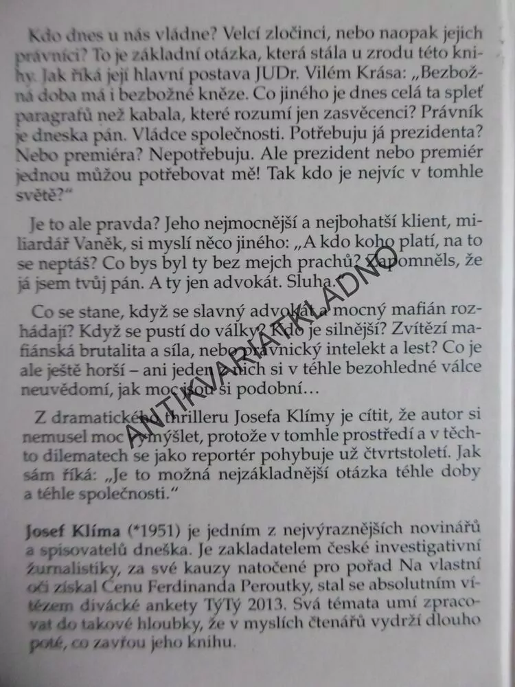 ADVOKÁT A JEHO PÁN, JOSEF KLÍMA, **an