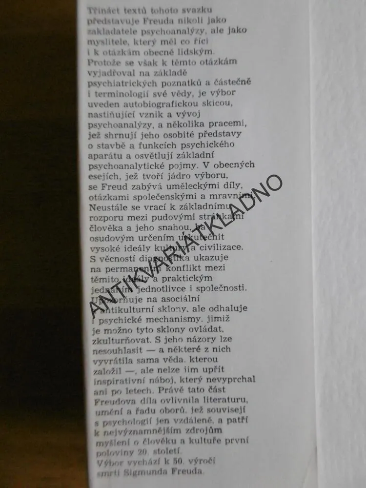 O ČLOVĚKU A KULTUŘE, FIGMUND FREUD,1990